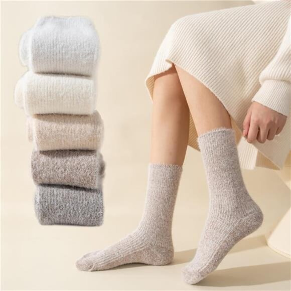 New 5 Pairs Fuzzy Soft Cozy Comfortable Socks for Women, Casual Sleep Comfy Sock - Picture 4 of 6